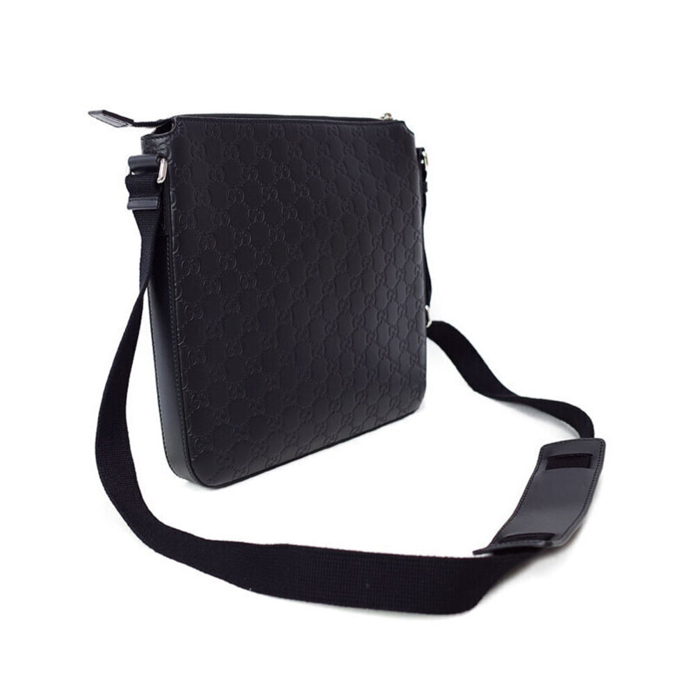 Gucci Crossbody Bag Messenger Leather ssima Signature Black